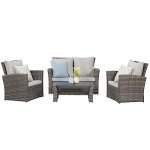 Wisteria Lane 4-Piece Gray Patio Wicker Set