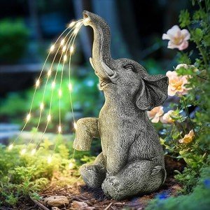 Solar Elephant Statue for Garden & Patio Decor