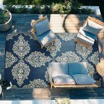 Waterproof Reversible 5x8ft Outdoor Area Rug