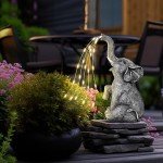 Solar Elephant Statue for Garden & Patio Decor