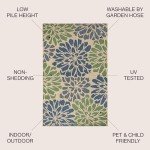 Zinnia Modern Floral Outdoor Area Rug, 8x10