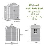 Patiowell Outdoor Resin Storage Shed, 6x4 FT