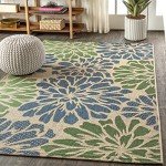 Zinnia Modern Floral Outdoor Area Rug, 8x10