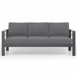 Dark Grey 3-Seat Aluminum Outdoor Sofa with Cushions
