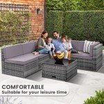 8-Piece Grey Wicker Patio Sectional Set