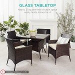 5-Piece Wicker Dining Set with Glass Table