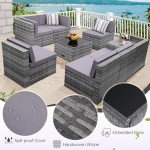 8-Piece Grey Wicker Patio Sectional Set