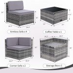 8-Piece Grey Wicker Patio Sectional Set