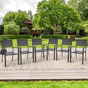 AECOJOY 6-Piece Stackable Patio Dining Chair Set