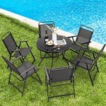Set of 6 Tangkula Outdoor Folding Patio Chairs