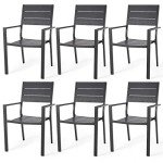 AECOJOY 6-Piece Stackable Patio Dining Chair Set