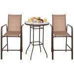 Tangkula 3-Piece Outdoor Bar Set with Stools