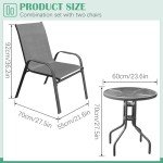 SONGBATE 36" Outdoor Bistro Set with 2 Chairs