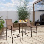 Tangkula 3-Piece Outdoor Bar Set with Stools