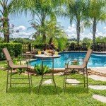 Tangkula 3-Piece Outdoor Bar Set with Stools