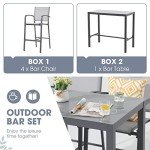 5-Piece Outdoor Aluminum Patio Bar Set - Dark Grey