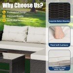 Beige 3-Piece Outdoor Wicker Sofa Set