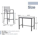 5-Piece Outdoor Aluminum Patio Bar Set - Dark Grey