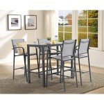 5-Piece Outdoor Aluminum Patio Bar Set - Dark Grey