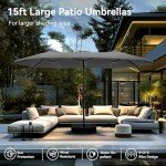 Large 15ft Double-Sided Patio Umbrella, Light Gray