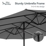 Large 15ft Double-Sided Patio Umbrella, Light Gray