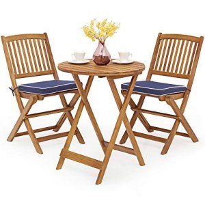 Tangkula 3-Piece Outdoor Bistro Set with Cushions