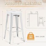 Set of 4 High Backless Bar Stools