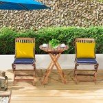 Tangkula 3-Piece Outdoor Bistro Set with Cushions