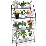 4-Tier Heavy Duty Metal Plant Stand - Black