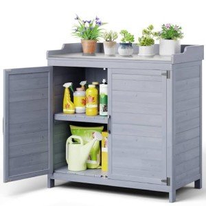 Gizoon Outdoor Potting Bench with Metal Top