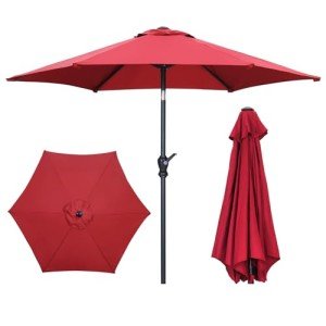 7.5FT Red Patio Umbrella with Tilt and Crank