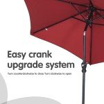7.5FT Red Patio Umbrella with Tilt and Crank