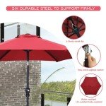 7.5FT Red Patio Umbrella with Tilt and Crank