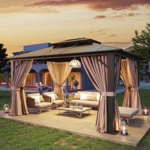 Aoxun 10'x12' Aluminum Hardtop Patio Gazebo