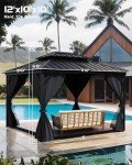 Gray Hardtop Gazebo 10'x12' with Curtains and Net