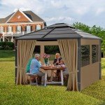 Khaki Gazebo Privacy Curtains with Mosquito Windows