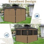 Khaki Gazebo Privacy Curtains with Mosquito Windows