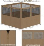 Khaki Gazebo Privacy Curtains with Mosquito Windows