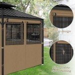 Khaki Gazebo Privacy Curtains with Mosquito Windows