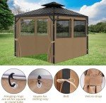 Khaki Gazebo Privacy Curtains with Mosquito Windows