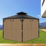 Khaki Gazebo Privacy Curtains with Mosquito Windows
