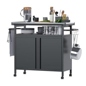 Outdoor Grill Cart with Storage and Wheels - 32