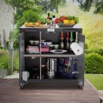 Outdoor Grill Cart with Storage & Stainless Steel Top