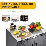 Outdoor Grill Cart with Storage & Stainless Steel Top