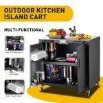 Outdoor Grill Cart with Storage & Stainless Steel Top