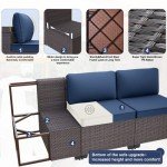 Navy Blue 9-Piece Rattan Patio Furniture Set