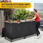 Outdoor Grill Cart with Storage & Stainless Steel Top