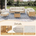 7-Piece Outdoor Rattan Sectional Furniture Set