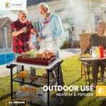 Folding Metal Grill Cart with Locking Wheels