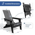 Krikacy Modern Folding Adirondack Chair - Black